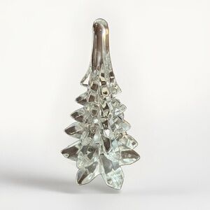 Vintage Clear Lead Glass Crystal Art Glass Heavy Christmas Tree Decor 6.5”
